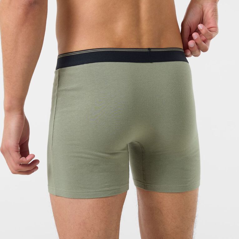 H&H Men's Mid Leg Trunks 3 Pack, Khaki Black, hi-res