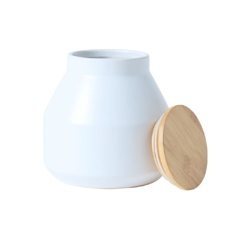 Living & Co Gia Ceramic Canister with Bamboo Lid Cream Large, , hi-res