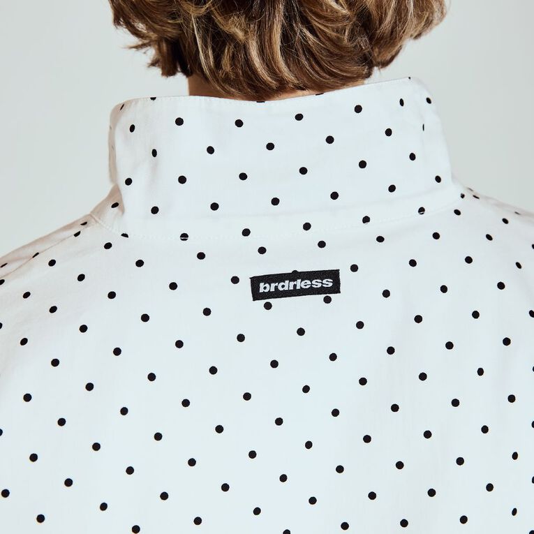 BRDRLESS Faye Spot Print Funnel Neck Jacket, White/Black, hi-res