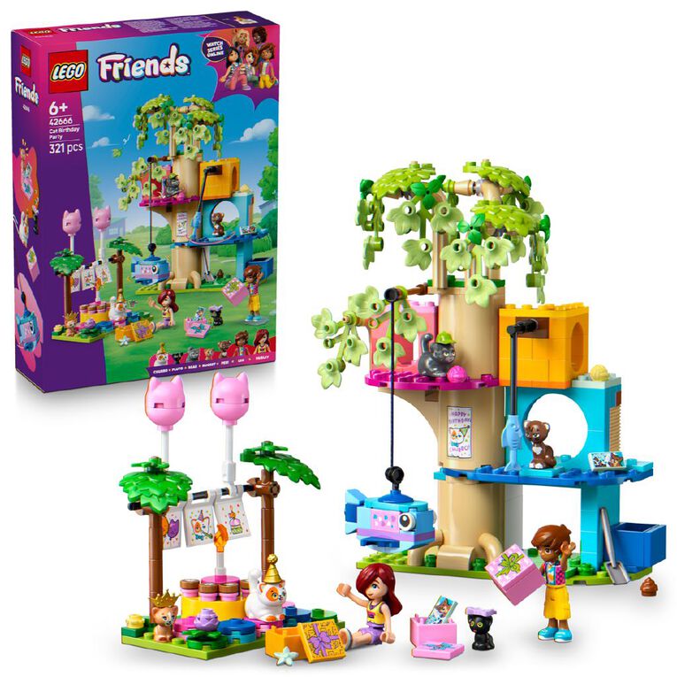 LEGO Friends Cat Birthday Party and Tree House 42666, , hi-res