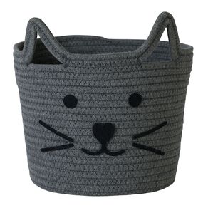 Living & Co Kids Cotton Rope Basket Cat Grey