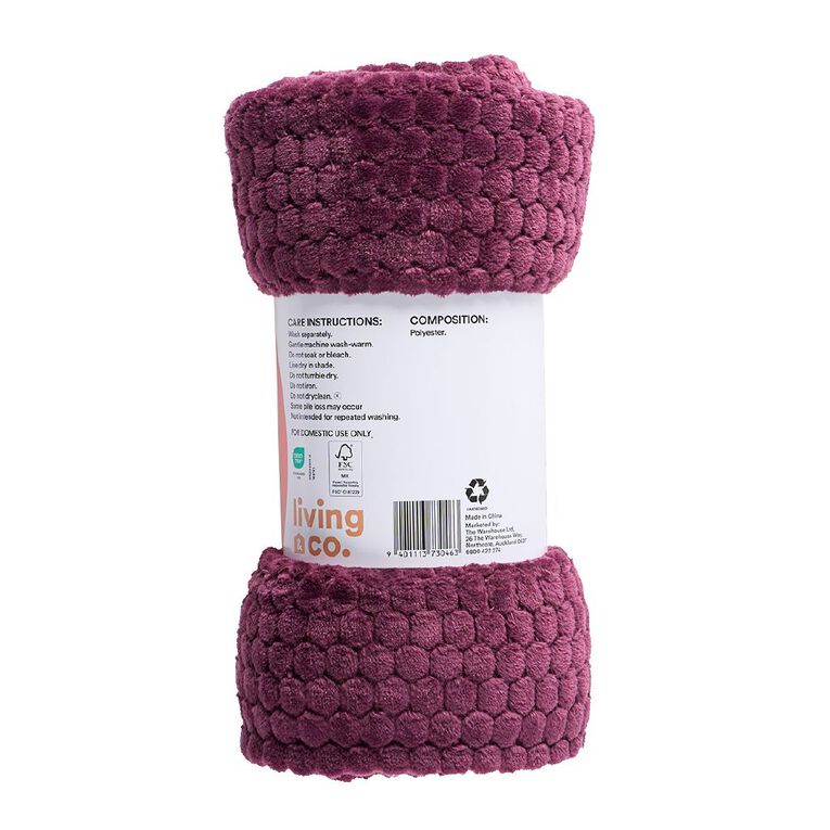 Living & Co LThrow Honeycomb Pink Dark 127cm x 152cm, , hi-res