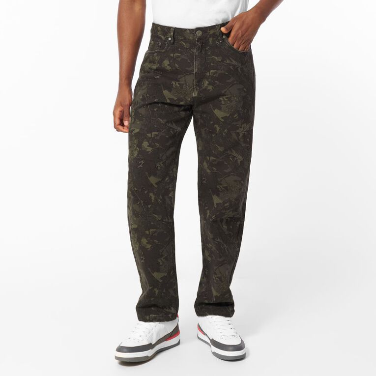 Garage Men's Relaxed Printed Pants, Khaki, hi-res