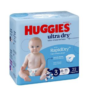 Huggies Boys' Convenience Nappy Crawler Size 3 6-11kg 22 Pack