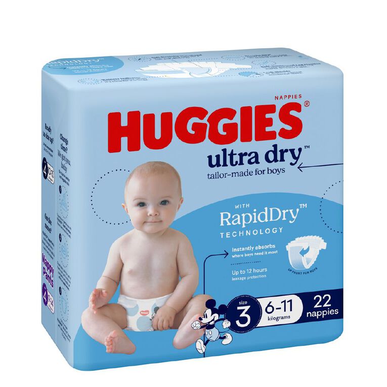Huggies Boys' Convenience Nappy Crawler Size 3 6-11kg 22 Pack, , hi-res