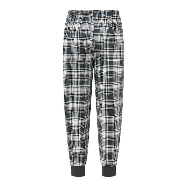H&H Men's Flanelette Cuffed Pyjama Pants, Grey Dark, hi-res