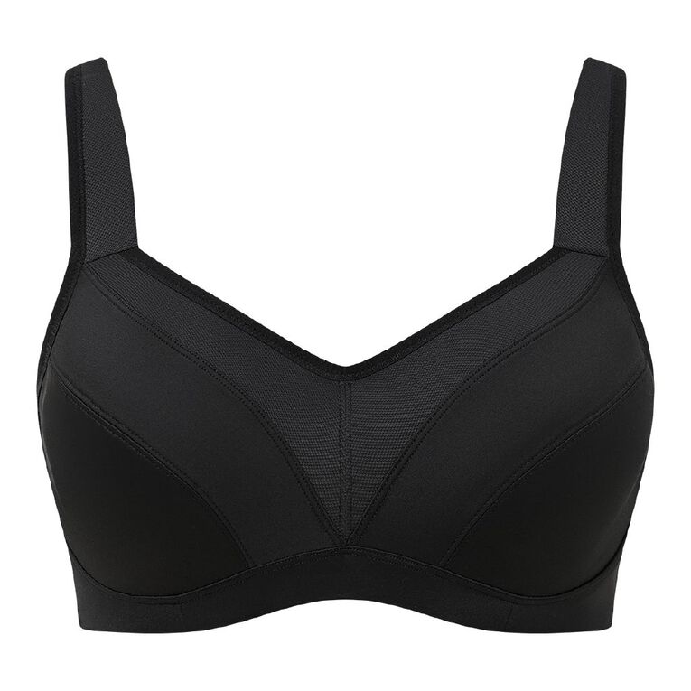 Active Intent Women's Mesh Panel Full Figure Sports Bra, Black, hi-res