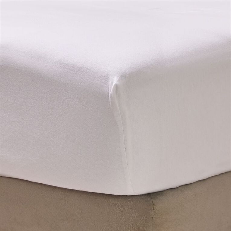 Living & Co Cotton Flannelette Flat Sheet White White The Warehouse