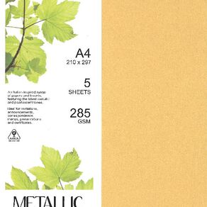 Direct Paper Metallic Board 285gsm Gold A4 5 Pack