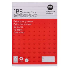 WS Exercise Book 1B8 7mm Ruled 36 Leaf Heavy Duty