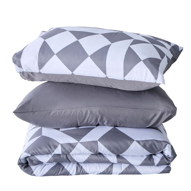 Living & Co 7 Piece Bed in a Bag Geo Grey Queen, , hi-res