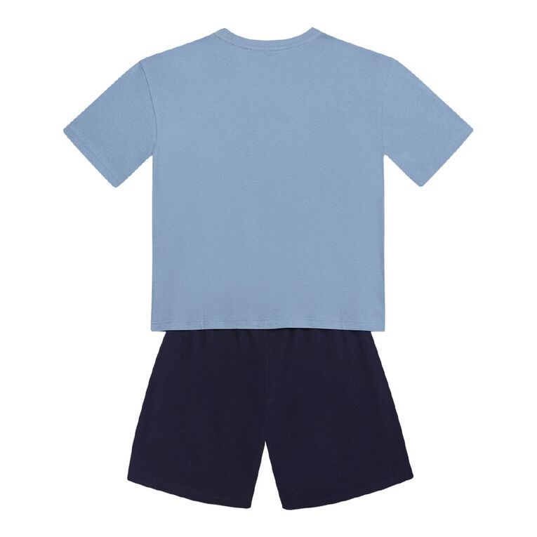 H&H Boys' Tee and Shorts Pyjama Set, Blue Mid, hi-res