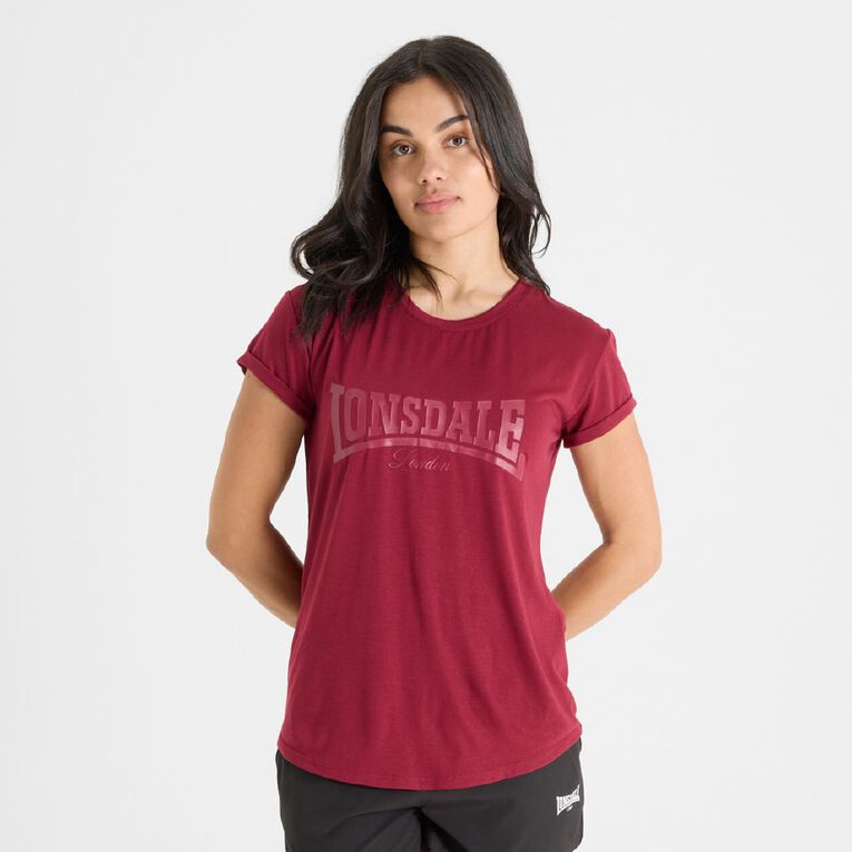 Lonsdale Women's Malden Tee, Red Mid, hi-res