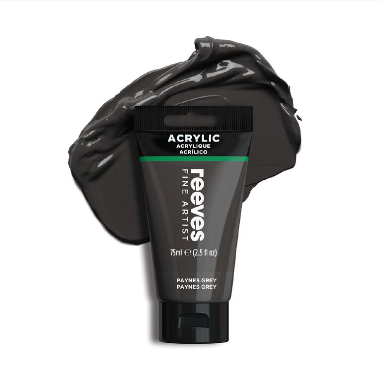 Reeves Fine Acrylic Paint Paynes Grey 610 75ml, , hi-res