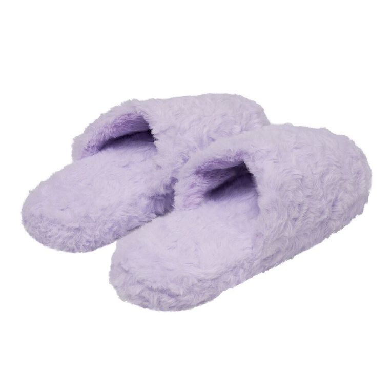 H&H Women's Fluffy Scuff Slippers, Purple Light, hi-res