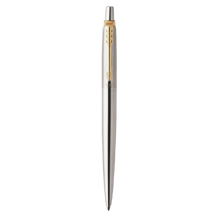 Parker Jotter Silver Gold Trim Gel Pen 0.7mm Black, , hi-res