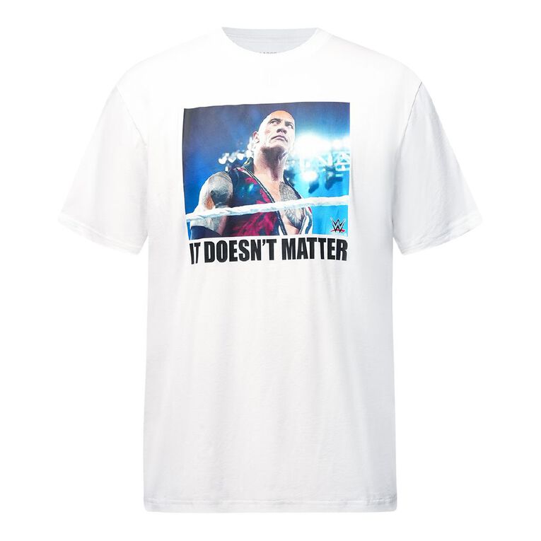 WWE Men's The Rock Tee, White, hi-res