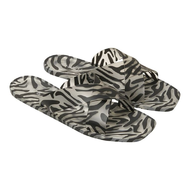 H&H Women's Poppy Xover Slides, Black/White, hi-res