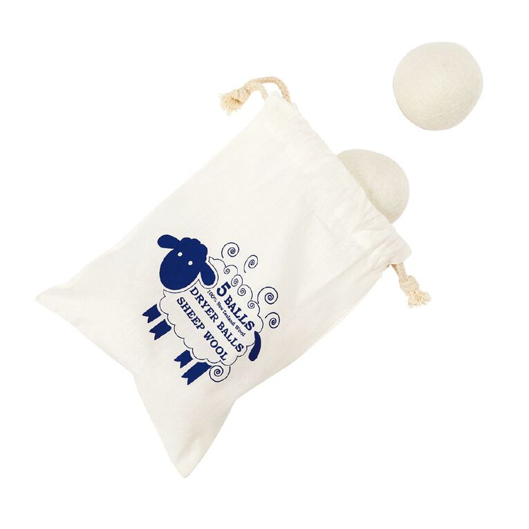 Living & Co Wool Dryer Ball Natural 5 Pack, , hi-res