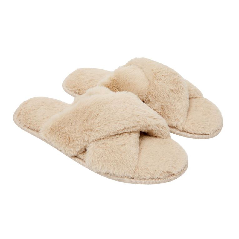 H&H Women's Crossover Slippers, Cream, hi-res