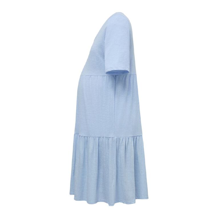 H&H Maternity Nursing Henley Tiered Mini Dress, Blue Light, hi-res