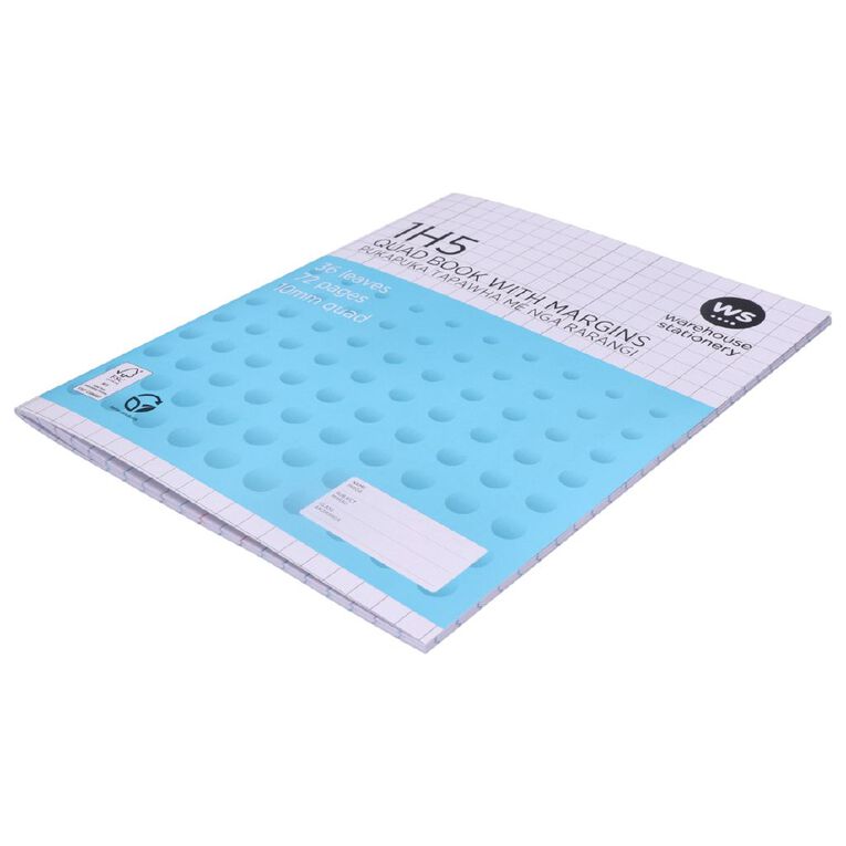 WS Exercise Book 1H5 with Margins 36 Leaf White, , hi-res