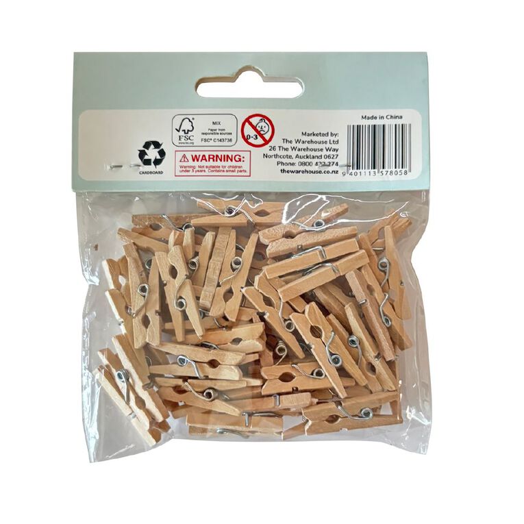 Uniti Mini Wooden Pegs 50 Piece, , hi-res