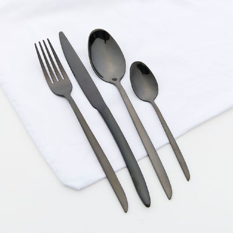 Living & Co Boston Cutlery Set Black 16 Piece, , hi-res