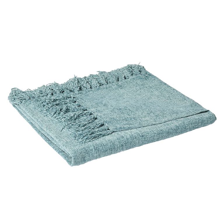 Living & Co Throw Chenille Blue Light 127cm x 152cm, , hi-res