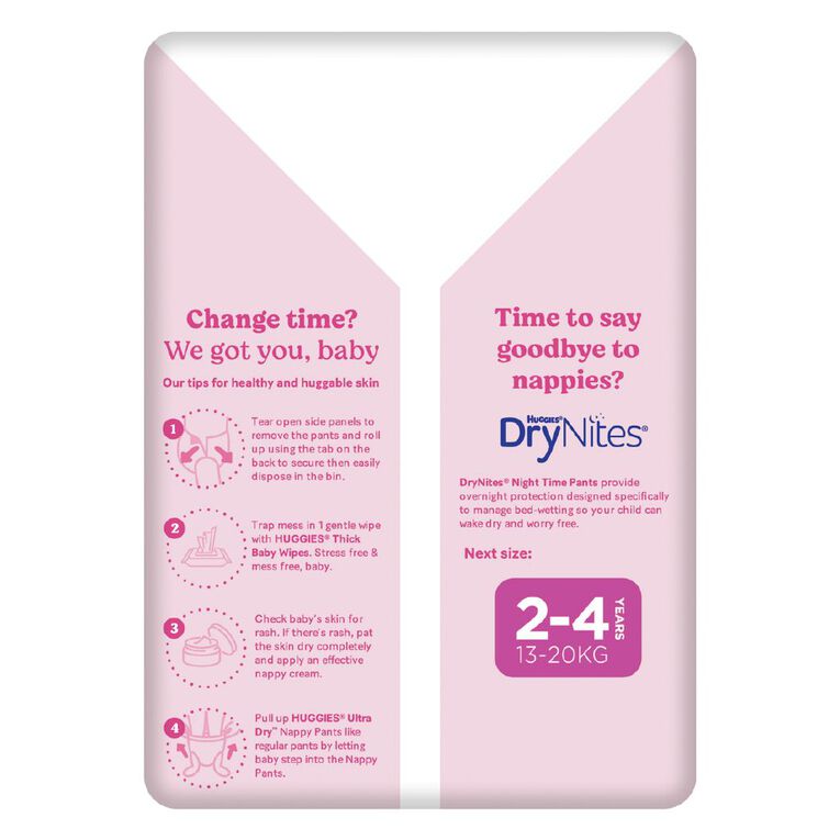 Huggies Girls Ultra Dry Nappy Pants Plus Size 5 Walker (12-17kg) 76 Nappies main image 1