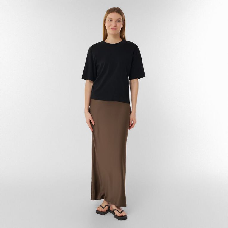 H&H Women's Satin Bias Skirt, Brown Light, hi-res