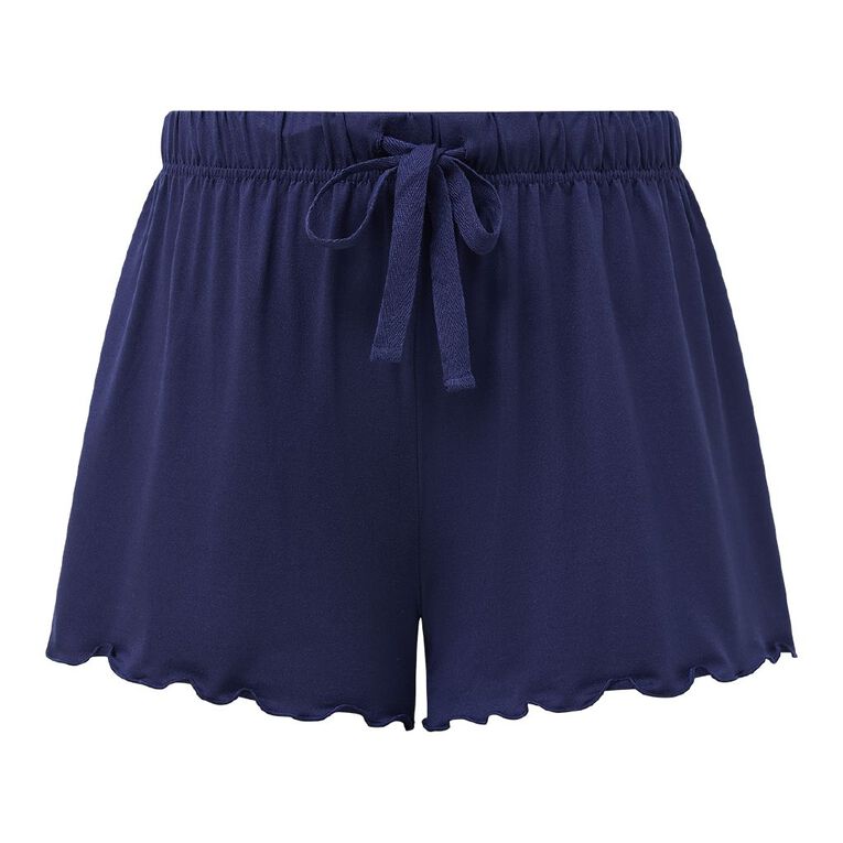 H&H Women's Comfy Pyjama Shorts, Blue Dark, hi-res