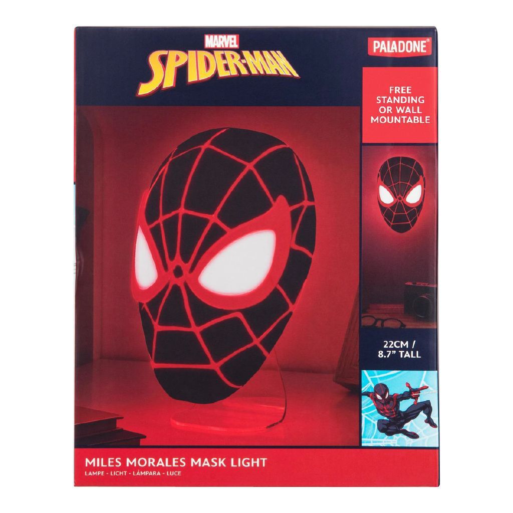 Lampe LED Miles Morales Spider-Man - Masque Lumineux à Poser Ou Fixer Au Mur - License Officielle Marvel