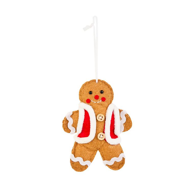 Wonderland Felt Gingerbread Christmas Tree Decoration Assorted, , hi-res
