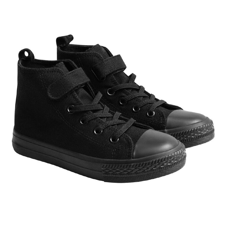 Young Original Senior Kids' Jude Canvas High Top Sneakers, Black, hi-res