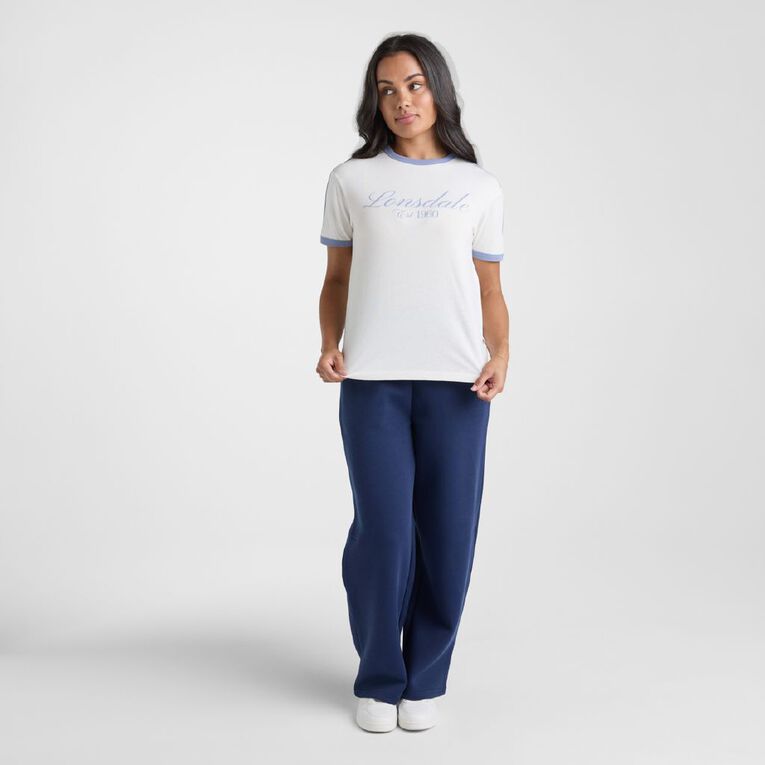 Lonsdale Women's 100% Cotton Ringer Heritage Tee, Cream, hi-res