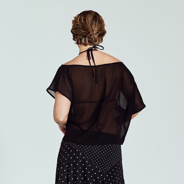 BRDRLESS Taya Chiffon Assymetric Top, Black, hi-res