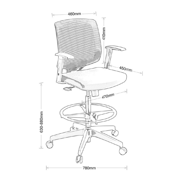 Eden Media Lite Mesh Back Tech Chair with Arms and Footring Black, , hi-res