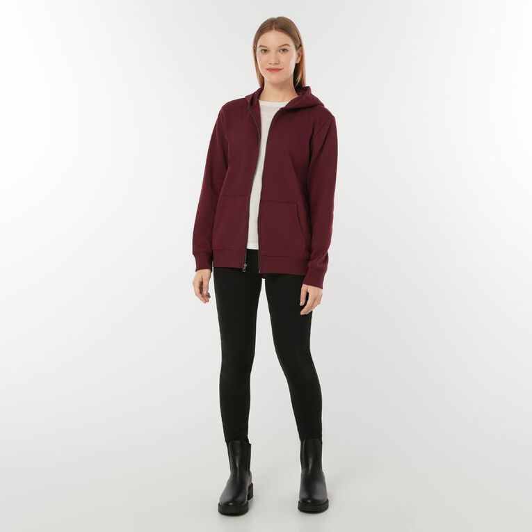 H&H Women's Zip-Thru Sweat Hoodie, Red Dark, hi-res