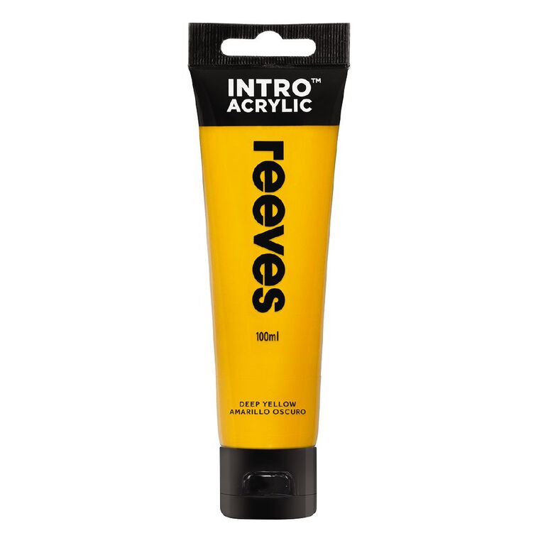 Reeves Intro Acrylic Paint Deep Yellow 100ml, , hi-res