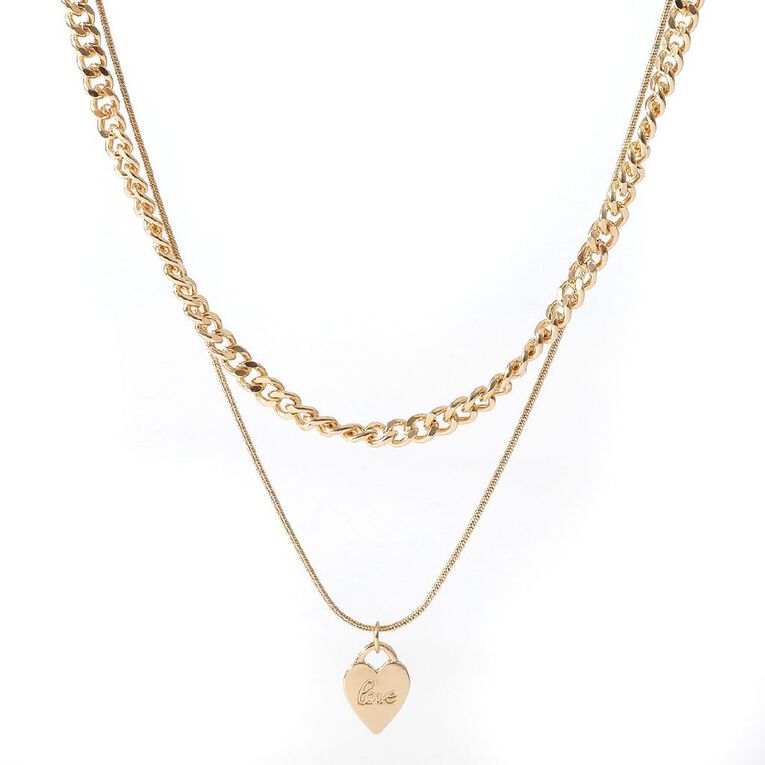 Love Heart Necklace Two Layer, , hi-res