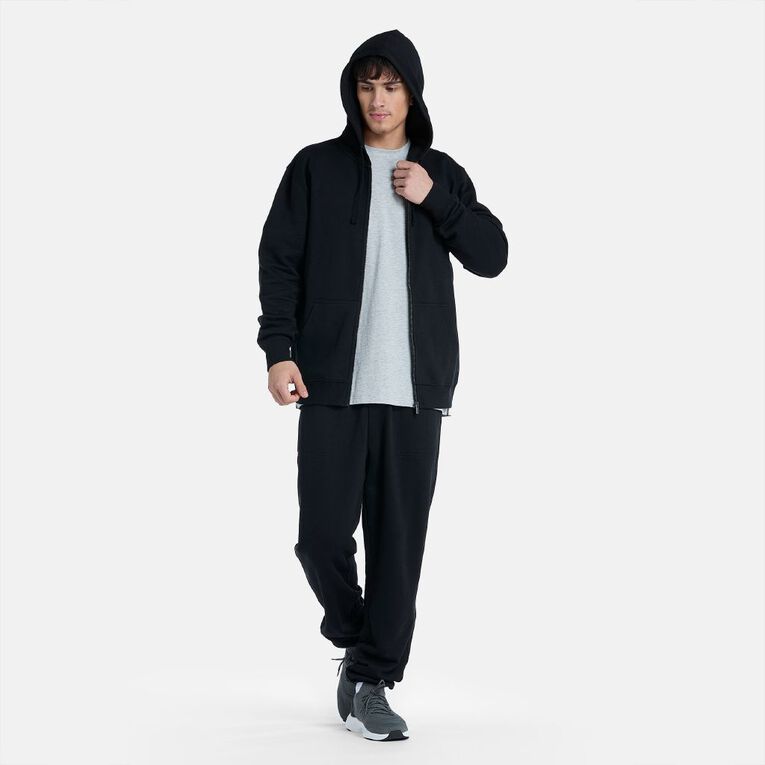 H&H Men's Zip-Thru Hooded Sweatshirt, Black, hi-res