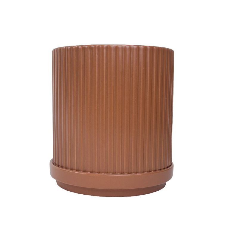 Kiwi Garden Stoneware Pot with Saucer 14cm Assorted, , hi-res