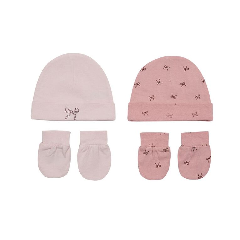 Young Original Babies' Beanie and Mittens Set, Pink Light, hi-res