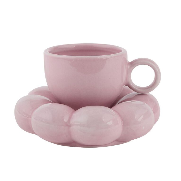 Living & Co Tea on a Cloud Cup and Saucer 2 Piece Set Pink, , hi-res