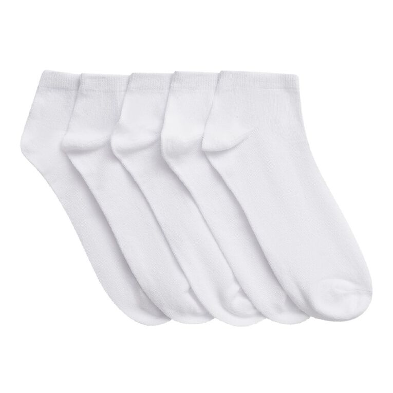 H&H Men's Liner Plain Socks 5 Pack, White, hi-res