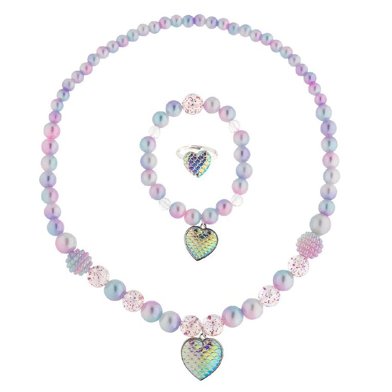 Young Original Kids' Mermaid Heart Ring Bracelet & Necklace Set, , hi-res