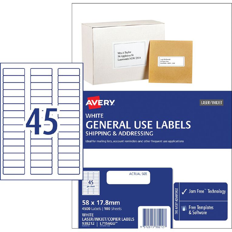 Avery General Use Labels White 4500 Labels, , hi-res