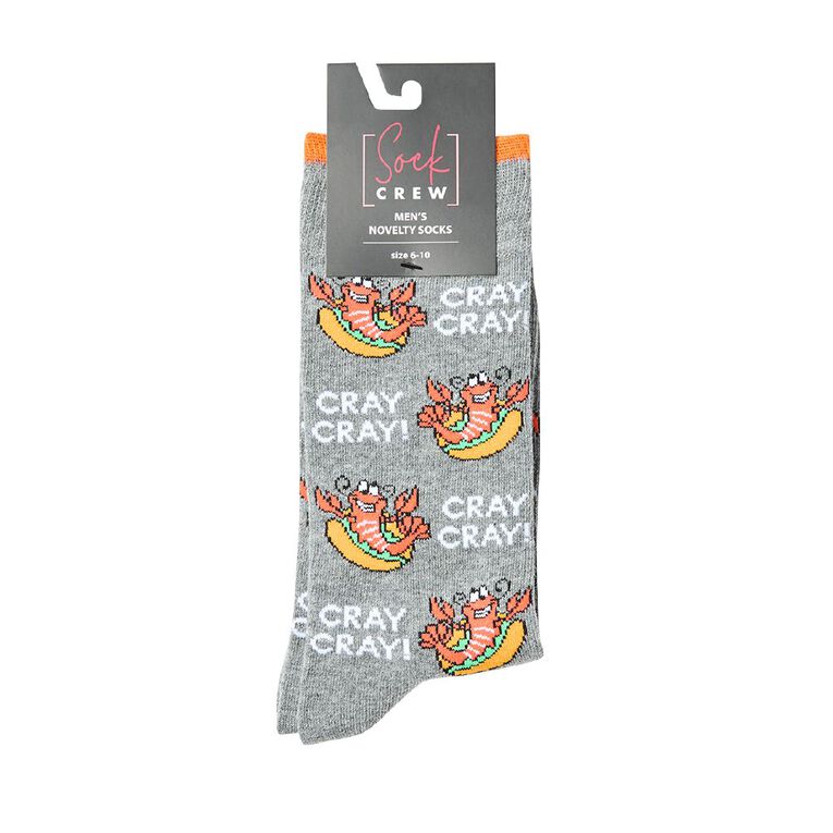 Sock Crew Novelty Socks 1 Pack, Grey, hi-res