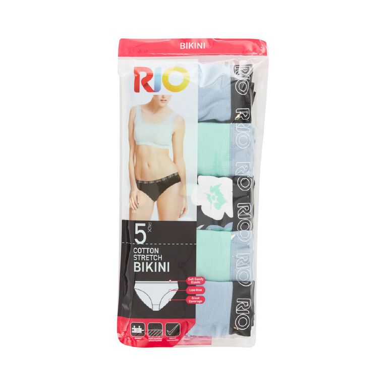 Rio Women's Bikini Briefs 5 Pack, Aqua, hi-res